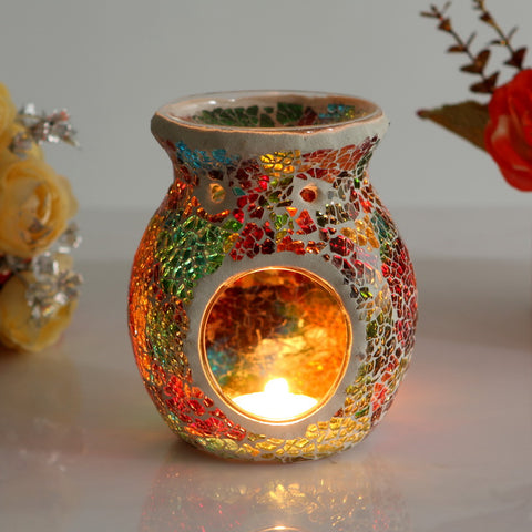 Mosaic Glass Incense Burner Oil Lamp