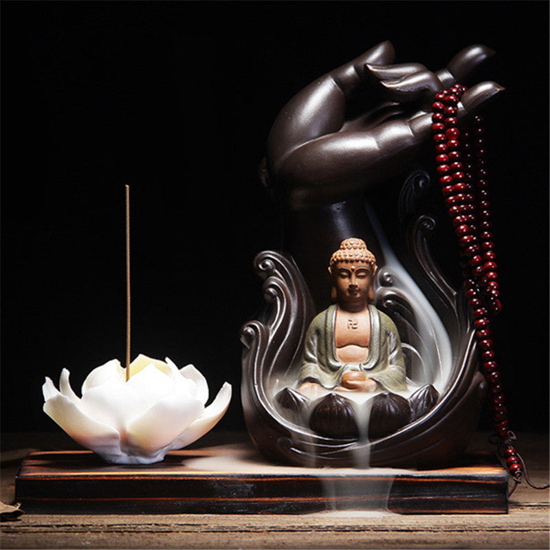 Lotus Line Glaze Buddha Incense Burner